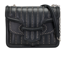 Studded Heroine Chain Satchel, Leather, Black, MII, B/DB, 1*